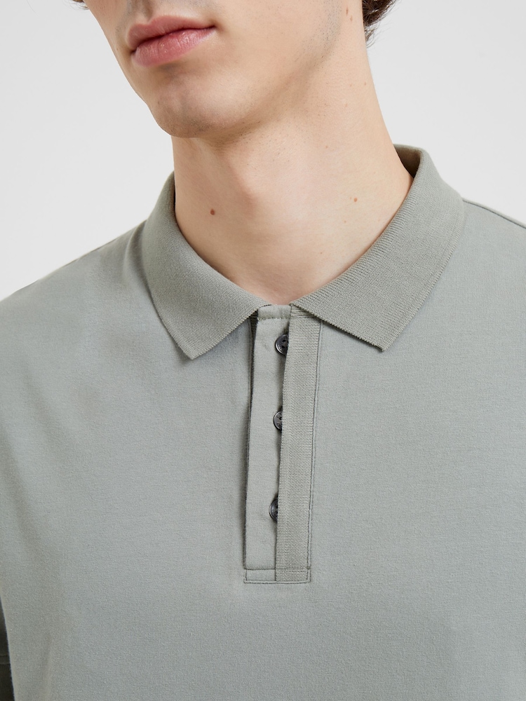 French Connection Natural Shadow Layered Placket Jersey Polo Shirt - Image 2 of 2