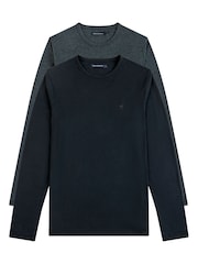 French Connection Black Crew Long Sleeve T-Shirts 2 Pack - Image 1 of 6