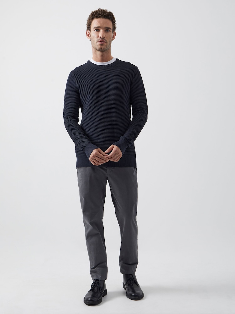 French Connection Blue Shadow Ottoman 100% Cotton Crew Neck Jumper - Image 1 of 3