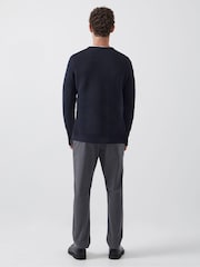 French Connection Blue Shadow Ottoman 100% Cotton Crew Neck Jumper - Image 2 of 3