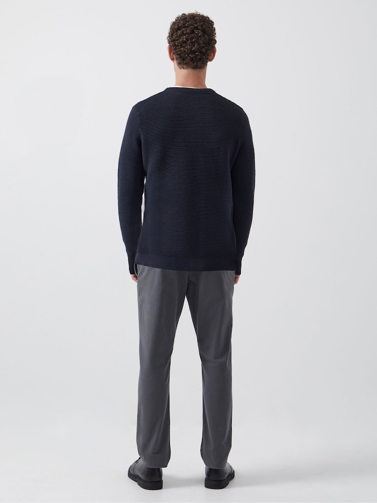 French Connection Blue Shadow Ottoman 100% Cotton Crew Neck Jumper - Image 2 of 3
