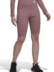 adidas Brown Studio Lounge Ribbed Shorts - Image 1 of 6