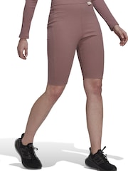 adidas Brown Studio Lounge Ribbed Shorts - Image 3 of 6