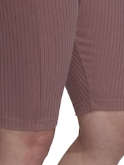 adidas Brown Studio Lounge Ribbed Shorts - Image 5 of 6