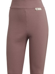 adidas Brown Studio Lounge Ribbed Shorts - Image 6 of 6