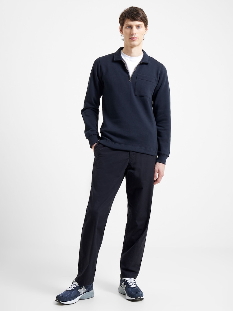 French Connection Dark Navy Blue Collar Half Zip Sweatshirt - Image 3 of 4