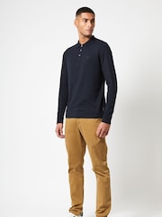 French Connection Blue Long Sleeve Polo Shirt - Image 1 of 3