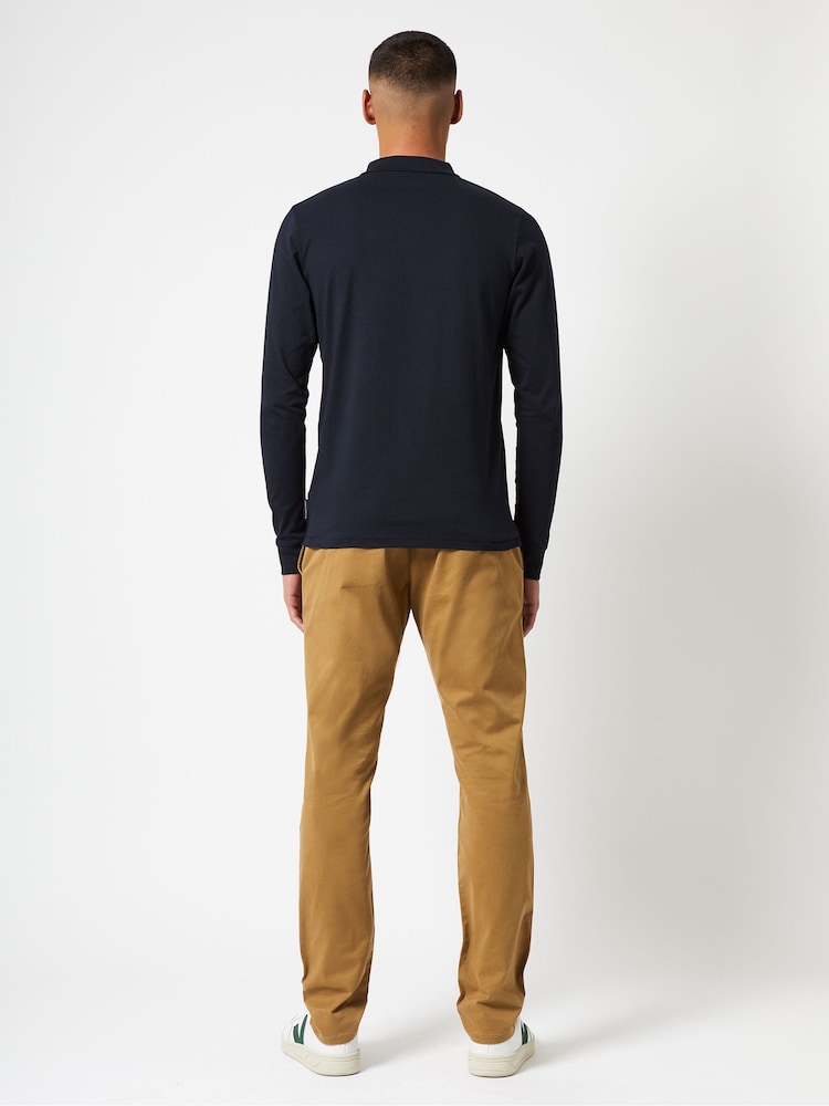 French Connection Blue Long Sleeve Polo Shirt - Image 2 of 3