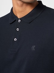 French Connection Blue Long Sleeve Polo Shirt - Image 3 of 3