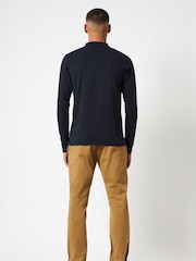 French Connection Blue Long Sleeve Polo Shirt - Image 5 of 5