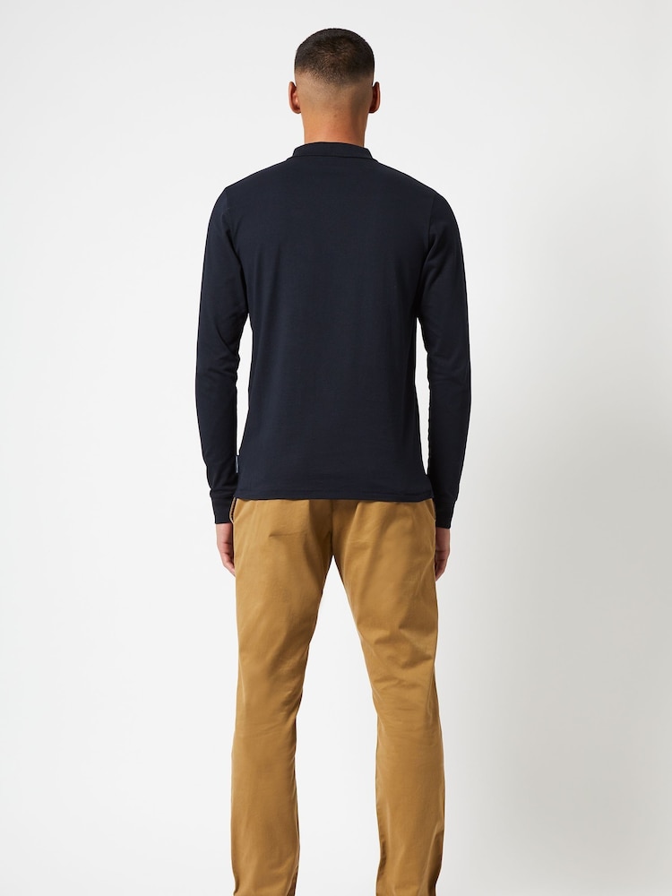 French Connection Blue Long Sleeve Polo Shirt - Image 5 of 5 French Connection Blue Long Sleeve Polo Shirt - Image 5 of 5