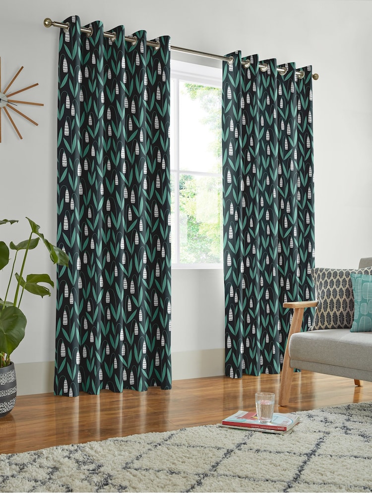 MissPrint Night Flower 100% Cotton Snow Drops Made to Measure Curtains - Image 2 of 9
