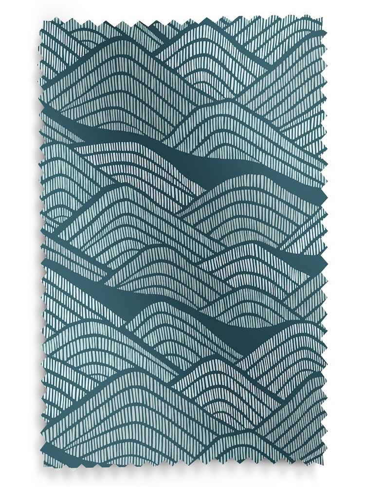 MissPrint Blue Green 100% Cotton Frontier Made to Measure Curtains - Image 9 of 9