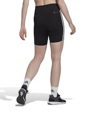 adidas Black Training Essentials 3 Stripes High Waisted Short Leggings - Image 2 of 8