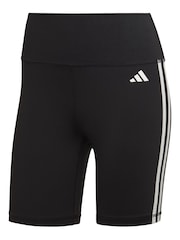 adidas Black Training Essentials 3 Stripes High Waisted Short Leggings - Image 5 of 8