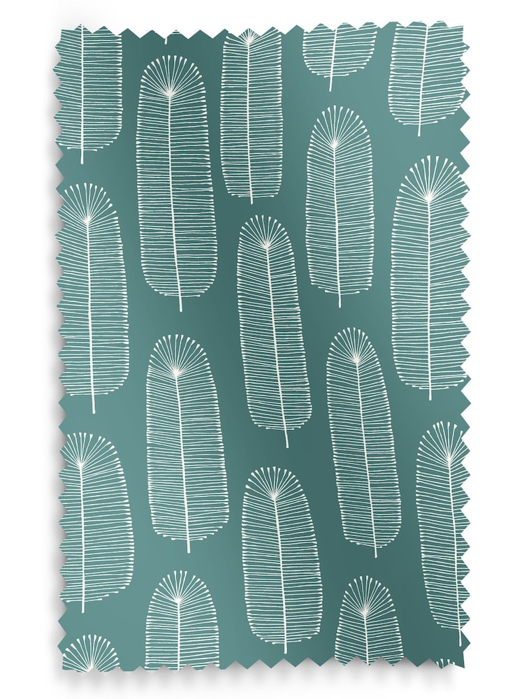 MissPrint Teal 100% Cotton Bloom Made to Measure Curtains - Image 9 of 9