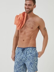 FatFace Blue Trevose Palm Print Swim Shorts - Image 1 of 5