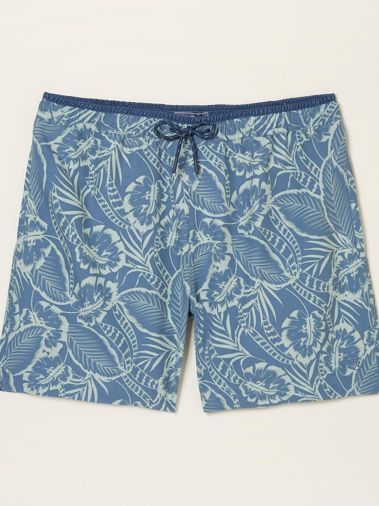 FatFace Blue Trevose Palm Print Swim Shorts - Image 5 of 5