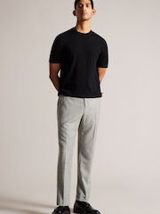 Ted Baker Grey Lucciat Slim Fit Herringbone Trousers - Image 1 of 4