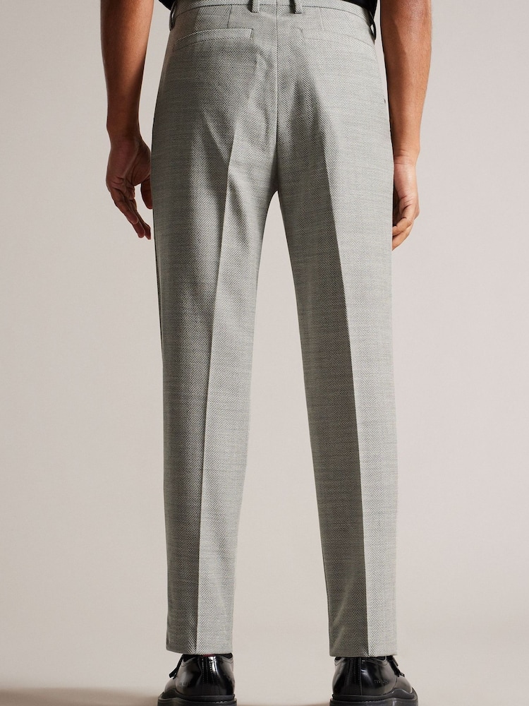 Ted Baker Grey Lucciat Slim Fit Herringbone Trousers - Image 2 of 4