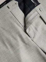 Ted Baker Grey Lucciat Slim Fit Herringbone Trousers - Image 3 of 4