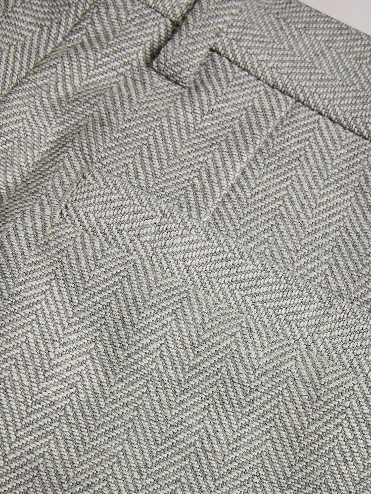 Ted Baker Grey Lucciat Slim Fit Herringbone Trousers - Image 4 of 4