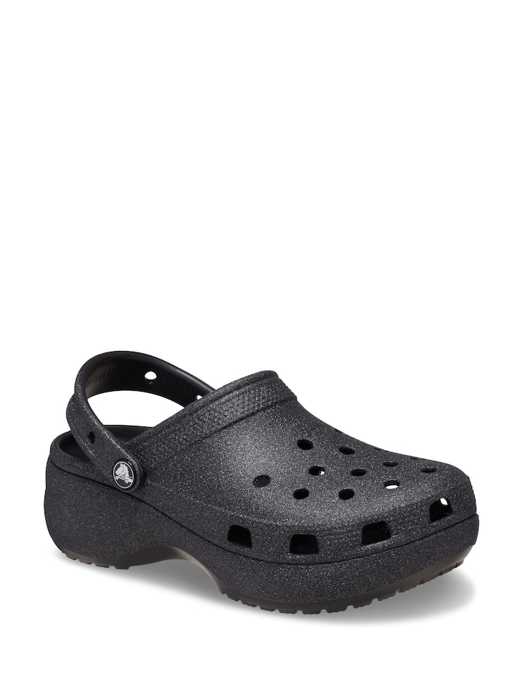 Crocs Black Classic Platform Glitter Clogs - Image 7 of 7