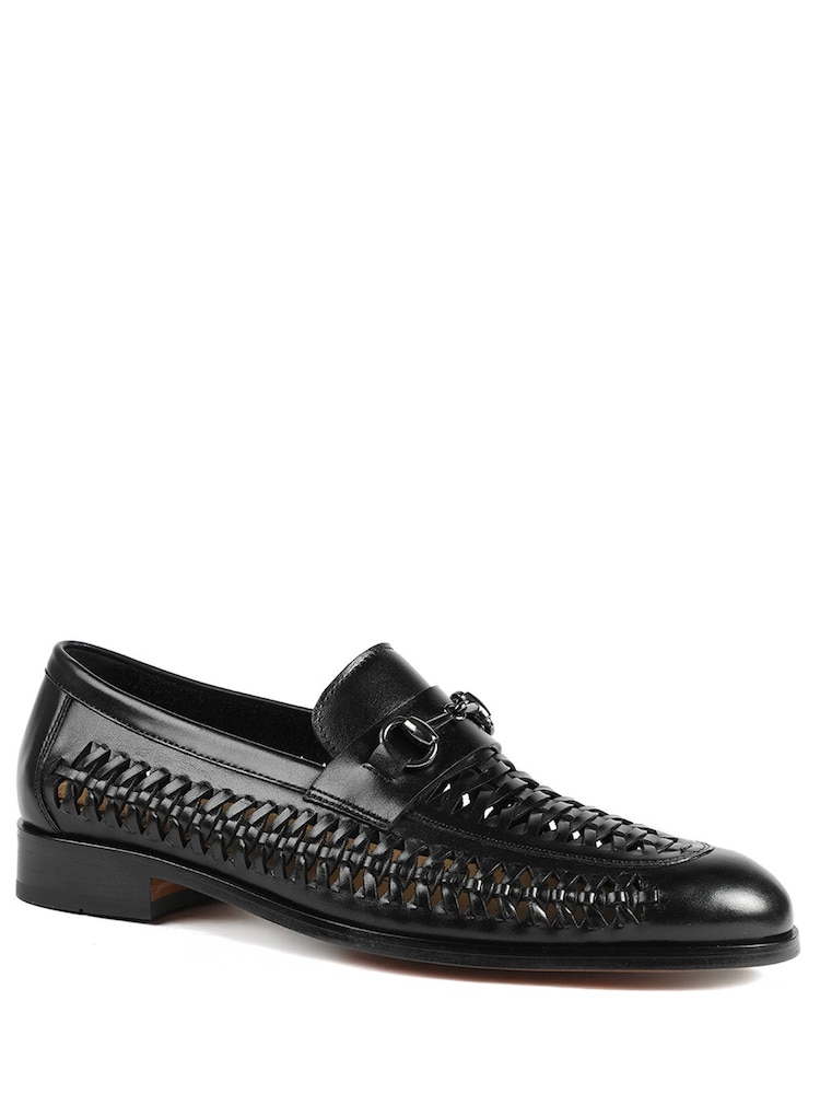 Jones Bootmaker Black Rylee Slip On Leather Loafers - Image 1 of 6