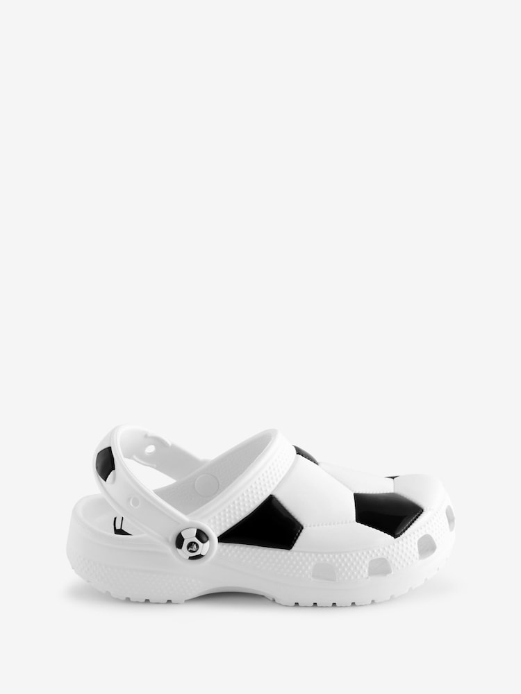 Crocs White Classic Kids Soccer Ball Clogs - Image 1 of 5