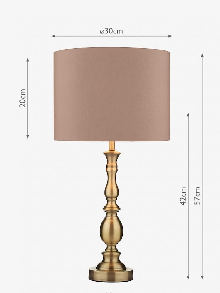 Dar Lighting Brass Alicante Ball Table Lamp Antique Brass With Shade - Image 6 of 6
