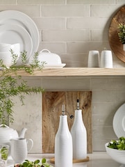 Set of 2 White Malvern Embossed Oil Set of 2 Oil Bottles Bottles with Tray - Image 4 of 6