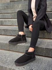 Black Shower Resistant Faux Fur Lined Suede Ankle Boots - Image 1 of 8