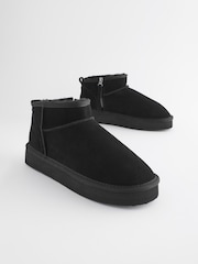 Black Shower Resistant Faux Fur Lined Suede Ankle Boots - Image 4 of 8