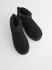 Black Shower Resistant Faux Fur Lined Suede Ankle Boots - Image 6 of 8