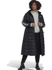 adidas Originals Black Curve Hooded Premium Long Slim Jacket - Image 3 of 6