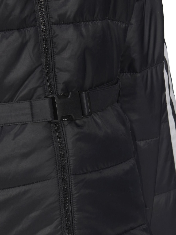 adidas Originals Black Curve Hooded Premium Long Slim Jacket - Image 6 of 6
