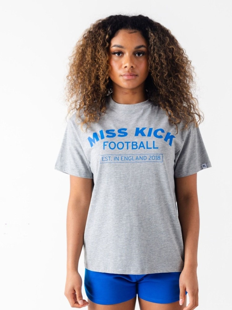 Miss Kick Womens Grey Jas Oversized 100% Cotton T-Shirt - Image 1 of 4