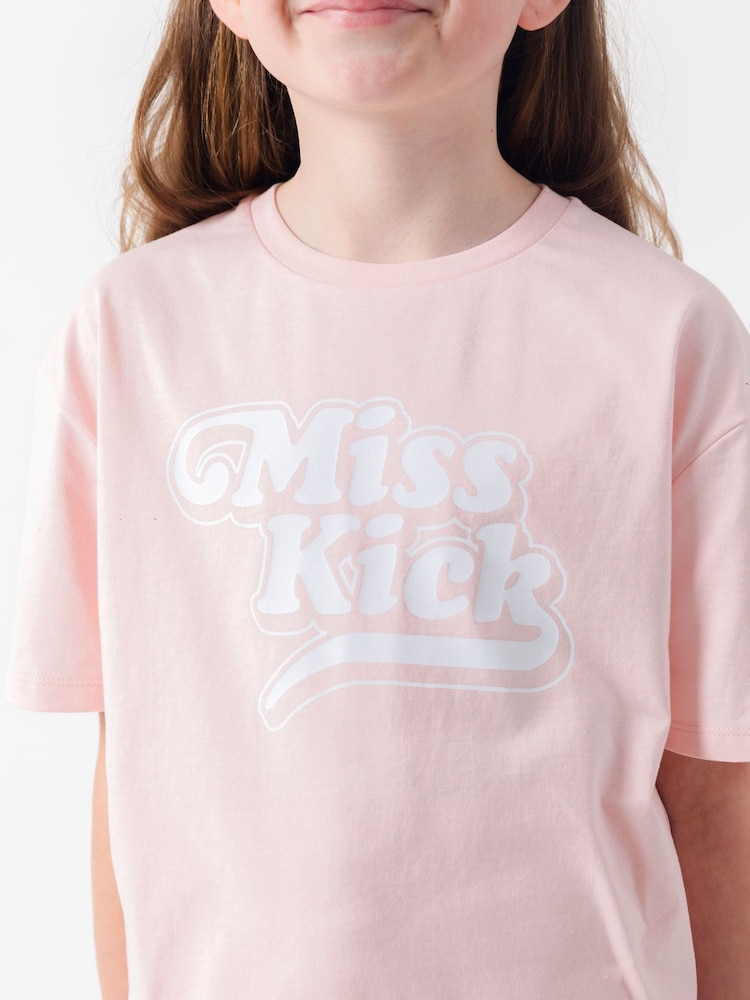 Rose pâle - T-shirt Miss Kick Girls Rachel 100% coton blanc - Image 3 of 4