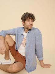 White Stuff Blue Pembroke 100% Linen Shirt - Image 1 of 6