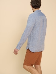 White Stuff Blue Pembroke 100% Linen Shirt - Image 2 of 6