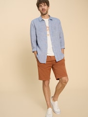 White Stuff Blue Pembroke 100% Linen Shirt - Image 3 of 6