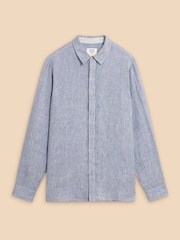 White Stuff Blue Pembroke 100% Linen Shirt - Image 5 of 6