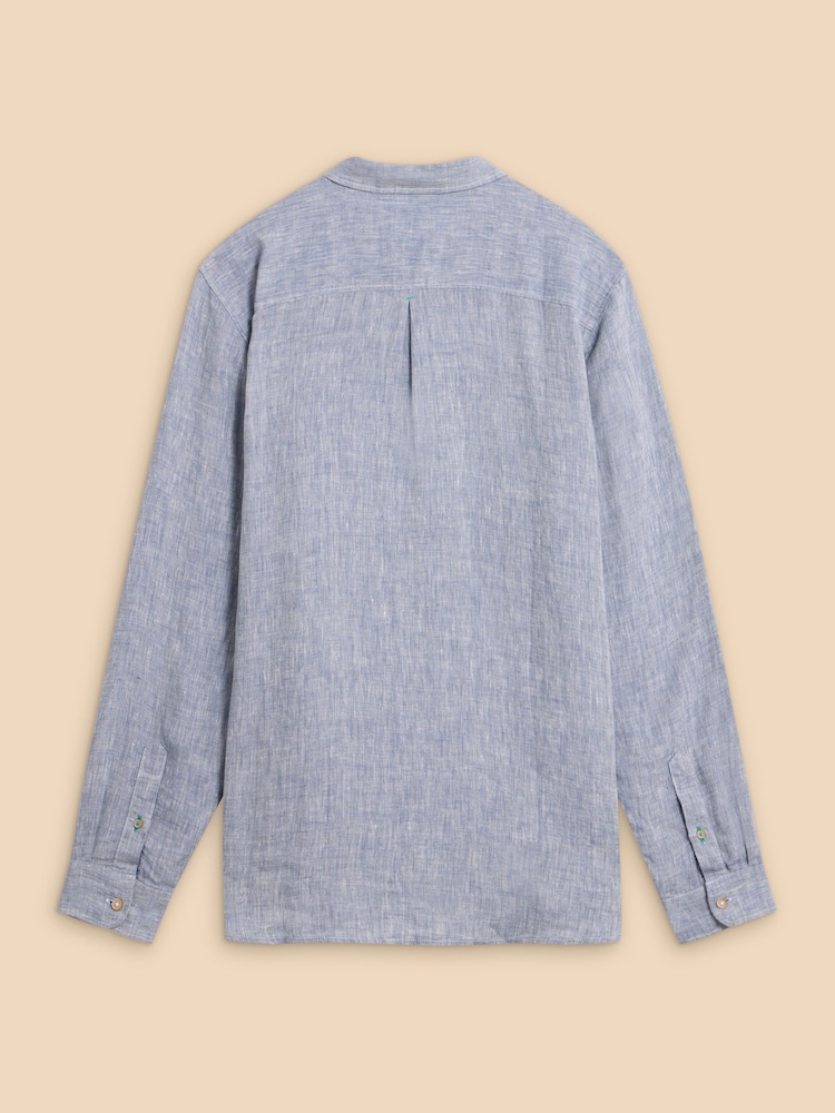 White Stuff Blue Pembroke 100% Linen Shirt - Image 6 of 6