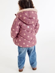 Mauve Purple Foil Heart Print Shower Resistant Coat (6mths-7yrs) - Image 2 of 7