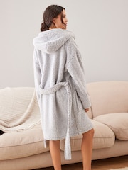 Grey Short Teddy Borg Fleece Dressing Gown - Image 2 of 7