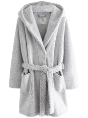 Grey Short Teddy Borg Fleece Dressing Gown - Image 7 of 7