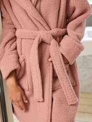 Pink Short Teddy Borg Fleece Dressing Gown - Image 7 of 9