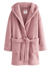Pink Short Teddy Borg Fleece Dressing Gown - Image 8 of 9
