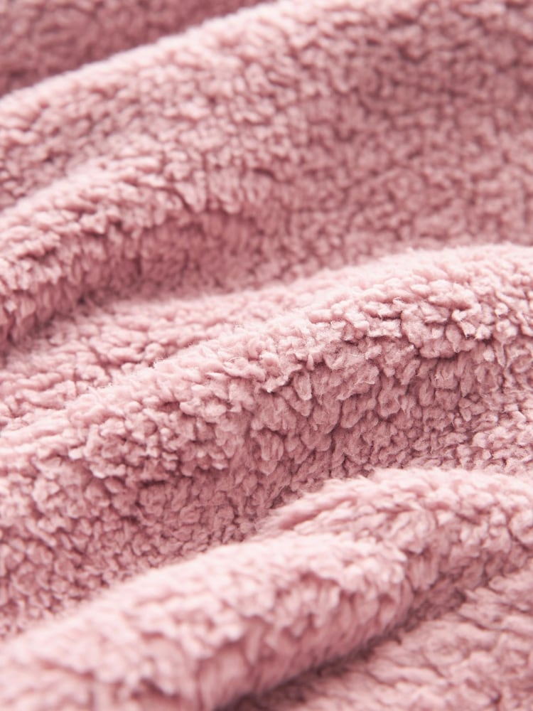 Pink Short Teddy Borg Fleece Dressing Gown - Image 9 of 9