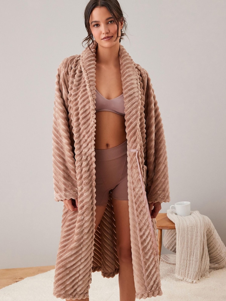 Neutral Carved Dressing Gown - Image 2 of 8 Neutral Carved Dressing Gown - Image 2 of 8